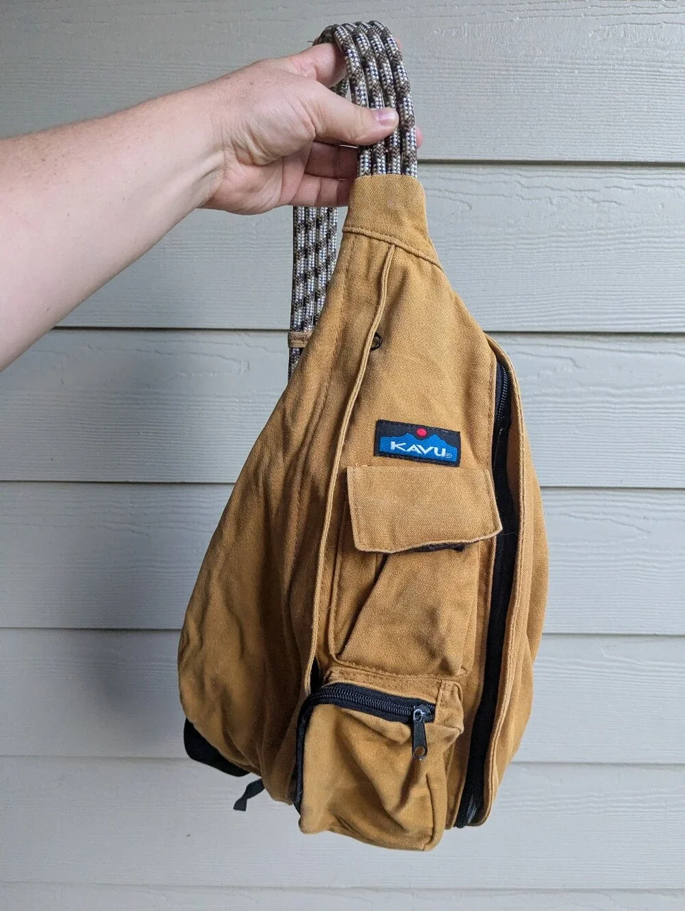 Kavu Army Mustard Yellow Sling Canvas Bag